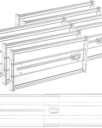 Vtopmart 8 Pack 6" Tall Upgrade Drawer Dividers for Big and Deep Drawer, 12.8"-22.3" Adjustable Expandable Dresser Drawer Organizer, Clear Plastic Separators for Dresser, Baby Supplies, Kitchenware