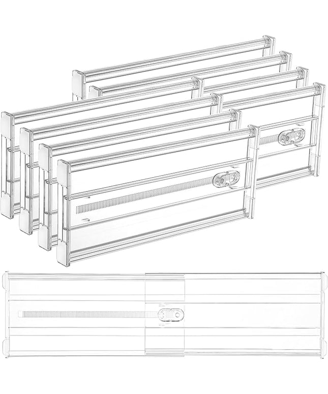 Vtopmart 8 Pack 6" Tall Upgrade Drawer Dividers for Big and Deep Drawer, 12.8"-22.3" Adjustable Expandable Dresser Drawer Organizer, Clear Plastic Separators for Dresser, Baby Supplies, Kitchenware