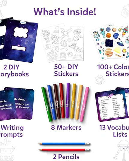 Skillmatics Storybook Art Kit - Create Space-Themed Stories, DIY Craft & Writing Kit with 300+ Stickers, Scrapbooking Activity, Gifts for Kids Ages 5, 6, 7, 8, 9, 10