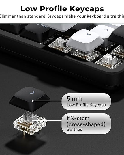 XVX Low Profile Black Keycaps, Shine Through Keycap Sets, Double Shot PBT Keyboard Keycaps Compatibility for 60% 75% 80% 85% 100% MX Switches Mechanical Keyboard- Only Key caps