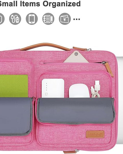 MOSISO 360 Protective Laptop Case 16 inch, 15-15.6 inch Laptop Sleeve Compatible with MacBook Pro 16, HP, Acer, Dell, Lenovo, ASUS, Side Open Carrying Case with 4 Zipper Pockets&Handle, Rose Red