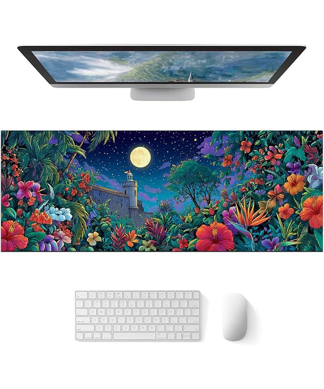 XL Mouse Pad Gaming Mousepad 31.5 x 11.8 Inch Tropical Night Garden Artwork Diatomite Large Keyboard Mat Mouse Pad for Home and Office Desk Accessories