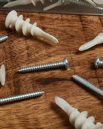 KURUI Wall Hanging Kit for Wall Art Decor Frame Curtain Rods, 140Pcs Heavy Duty Drywall Anchors Substitute Picture Hanging Nails, 70 Dry Wall Anchor and 70 8 x 1-1/4'' Screws, 75Lb Picture Hangers