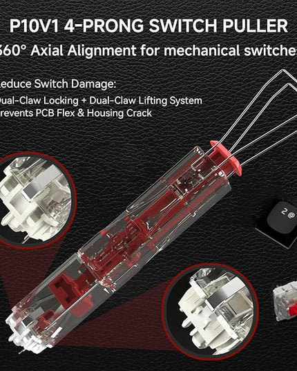 KEMOVE P10-V1 4-Claw Switch & Keycap Puller for Mechanical Keyboards - Ergonomic Pain-Free Design, 304 Stainless Steel Omni-Directional Tool for Effortless Switch/Keycap Removal