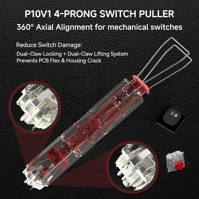 KEMOVE P10-V1 4-Claw Switch & Keycap Puller for Mechanical Keyboards - Ergonomic Pain-Free Design, 304 Stainless Steel Omni-Directional Tool for Effortless Switch/Keycap Removal