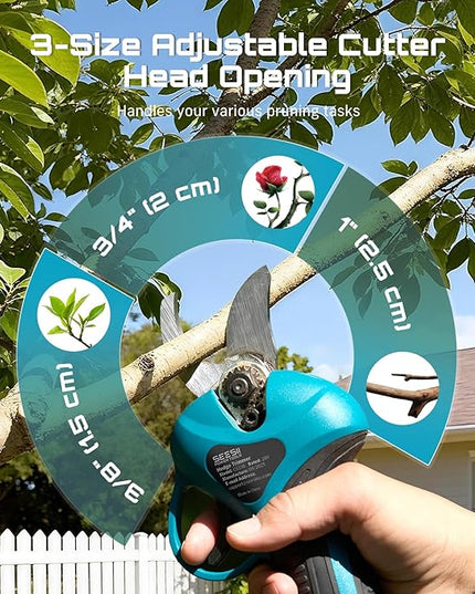 SEESII Electric Chainsaw Trimmer Pruner: 3-in-1 Cordless Chainsaw, Hedge Trimmer, Pruning Shears with 2× Rechargeable 4000mAh Batteries, Garden Tool Kit for Tree Trimming and Branch Cutting