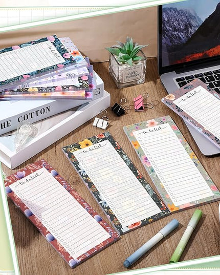 Censen 10 Pack 500 Sheets To Do List Notes Daily Checklist Notepads with 50 Sheets Each Undated Color Memo Pad Block Shopping List Pad Weekly Plan Notepad Organizer Planners(Flower Color,Lined)