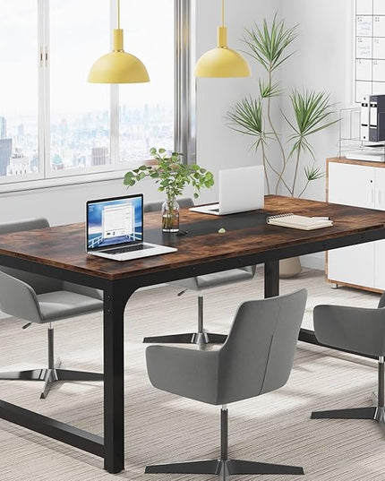 Tribesigns Modern Computer Desk, 70.8 x 35.4 inch Large Executive Office Desk Computer Table Study Writing Desk Workstation for Home Office,Rustic/Black