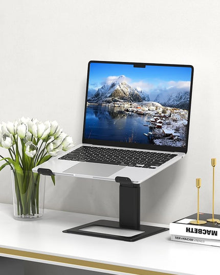 SOUNDANCE Adjustable Laptop Stand for Desk, Computer Stand, Ergonomic Laptop Riser Holder Compatible with 10 to 17.3 Inches Notebook PC Computer, Aluminum Black