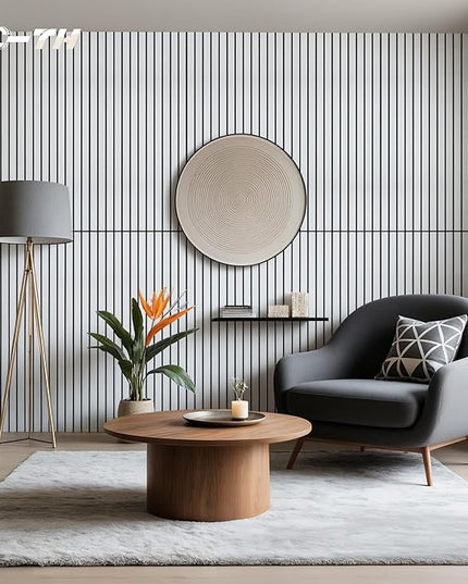 TO-TH Wood-Look Acoustic Wall Panels, 10 Pack 47.2” x 23.6” Sound Panels, Decorative Wood Panels for Wall Sound Dampening Panels for Home, Office, Basement, White Oak with Mitered Edges