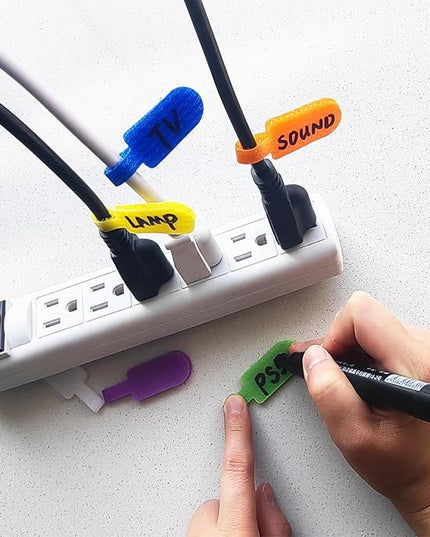 Cable Labels, Write On Cord Labels, Wire Labels, Cable Tags and Wire Tags for Cable Management and Identification(Medium / 16 Pcs/Multicolor)