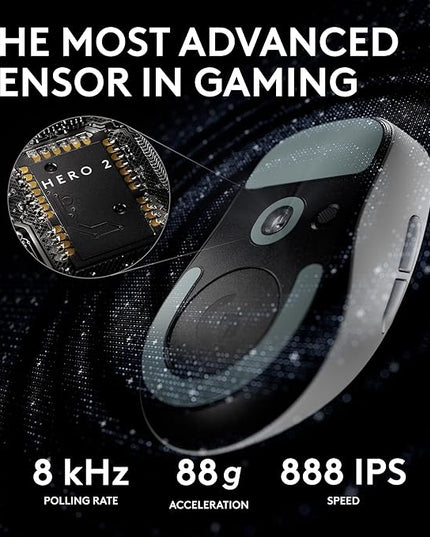 Logitech G PRO X Superlight 2 DEX Wireless Gaming Mouse, 60g pro-Grade Right-Handed Mouse with 5 programmable Buttons, USB-C Charging, 44k DPI Sensor, up to 8 kHz Polling for PC/Mac - White