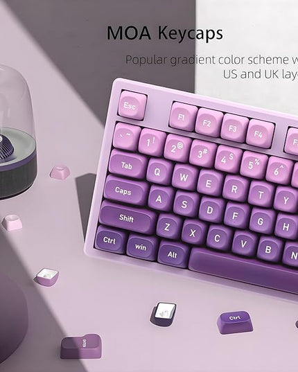 134Keys PBT Keycaps MOA Profile Key Cap for Cherry Gateron MX Switches Mechanical Keyboards Key caps (Gradient Purple)