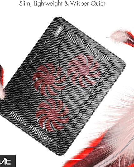 Havit HV-F2056 15.6-17 Inch Laptop Cooler Cooling Pad - Slim Portable USB Powered (3 Fans) (Black+Red)