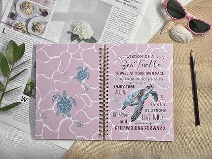 Cute Notebooks Journal For Women - Sea Turtle Dairy Funny Hardcover College Ruled Lined,5.8"X8.3",Pretty Spiral Meeting Notebook,Gifts For Sea Turtles Lover Men Friends On Birthday Christmas Mothers Day (Fuchsia)
