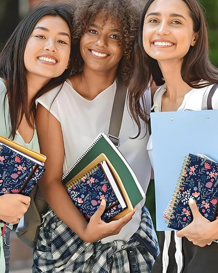 Spiral Journal Notebook, A5 Cute Notebooks for Women Men, College Ruled Hardcover Notebook for Work & Note Taking, 60 Pages Double-Wire Journals for Writing (Pink Flower)