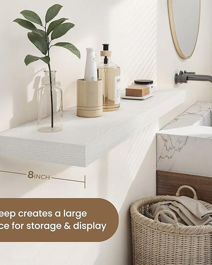 Dreamland 8" Deep Long Floating Shelves, 32 Inches Floating Shelves for Wall Set of 2, Large Display & Storage Shelf, Wall Shelf for Bathroom Bedroom Living Room Kitchen Office, White