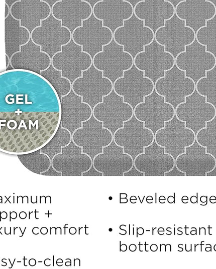 GelPro Elite Premier Anti-Fatigue Kitchen Comfort Floor Mat, 20x36", Trellis Classic Grey