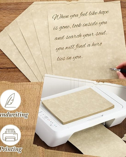 Epakh 200 Pcs Old Age Parchment Paper 8.5 x 11 Inch Standard Letter Vintage Colored Old Parchment Semblance Double Side Printing Paper (Fragrant Wood)