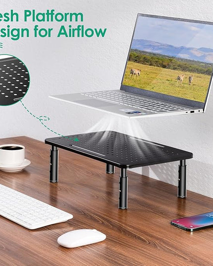 La Jaco Monitor Stand Risers for 2 Monitors, 3 Height Adjustable Monitor Stand with Pen Holder, Dual Monitor Riser Laptop Riser for Office, Home, School Supplies, 2 Pack, Black