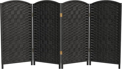 Red Lantern 3 ft. Short Diamond Weave Fiber Folding Screen - Black - 4 Panel