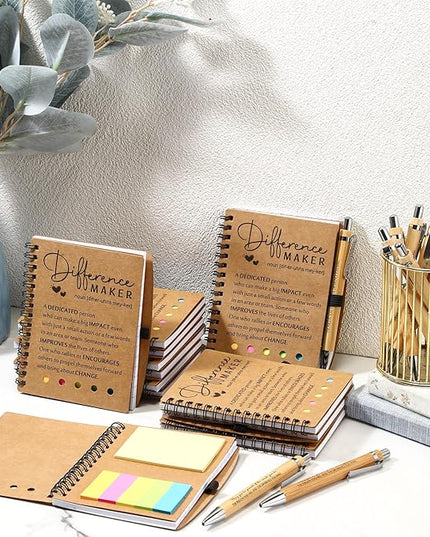 Jetec Inspirational Notebooks Bulk Spiral Notebook with Sticky Notepad Motivational Pens Valentines Day Gifts for for Employee Coworker Nurse Staff Teacher Nurse Volunteer(50 Sets,Difference Maker)