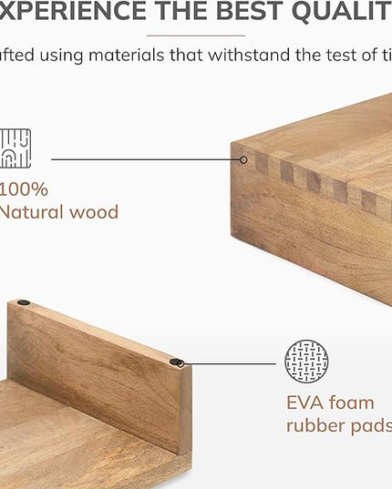 Anji Mountain Wooden Monitor Stand - Elegant Monitor Riser, Perfect Monitor Stand for Desk Organization, Durable Wood Construction monitor stands, Enhances Ergonomics and Workspace Efficiency,Natural
