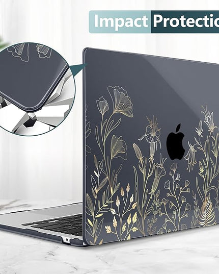 DONGKE for M4 MacBook Air 13.6 Inch Case 2025 2024 2023 2022 Model A3240 A3113 A2681 M3 M2 Chip, Plastic Hard Shell Case Cover with Touch ID for MacBook Air 13 Inch M4 - Floral Blooming
