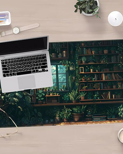Green Plant Desk Pad Gaming Pad Extra Large Desk Mats Full Desk Mouse Pad XXL, Desktop Mat Computer Laptop Keyboard Pads, Office Home Decor Table Pad Cute Desk Accessories 31.5" x 15.7"