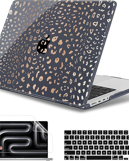 May Chen Case for MacBook Pro 14 inch, Models A2442 A2779 A2918 A2992 A3401 A3185 A3112 A3434, M1 M2 M3 M4 M5 Chip (2021-2025 Release), Plastic Hard Shell Case with Keyboard Cover, Leopard Print