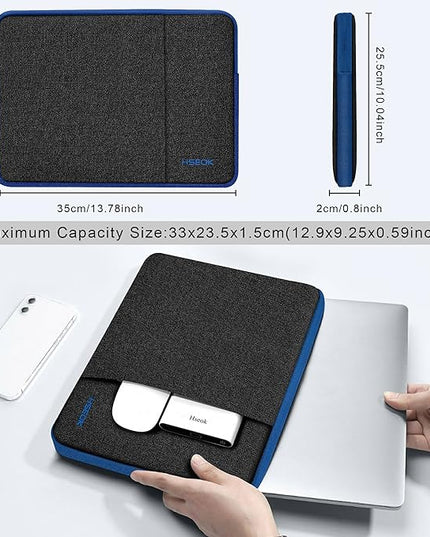 Slim Laptop Case 13.3 14 inch Sleeve, Rainproof & Shockproof Carrying Case for Notebooks Compatible with MacBook Pro 14" and All Models 13.3" MacBook Air/Pro, Most Popular 13"-14" PC,Black-Blue