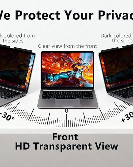 Halloive Magnetic Privacy Screen Protector Compatible with MacBook Air 13.6/13 Inch (2022-2025, M2, M3，M4), Hard Shell Case + Keyboard Cover + Screen Protector Crystal Clear Anti-Spy Anti Fingerprint