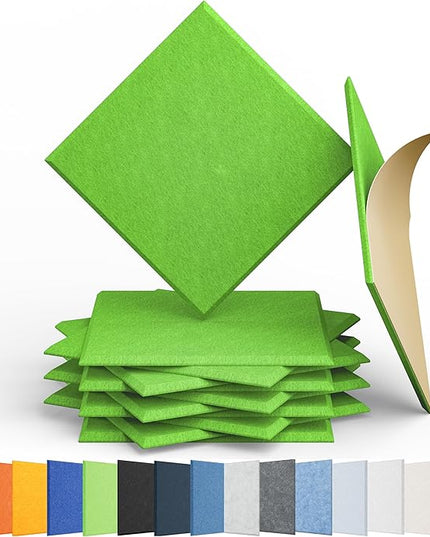 12 Pack Acoustic Panels Self Adhesive Sound Proof Foam, High Density Sound Acoustic Panel, 12X12X0.4 Inch Square Panels in Home, Office, Reccording Room, Studio,and more(Fruit Green)