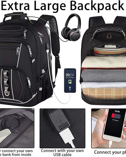 JCDOBEST 18.4 inch Gaming Laptop Backpacks with USB Charging Port, Big Capacity TSA Friendly RFID Anti Theft Pocket College Heavy Duty Computer Work bag for Men