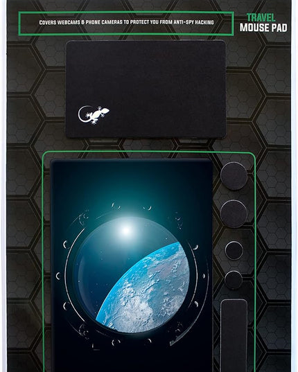 Mouse Pad Adhesive Bottom - Sticks to Any Surface - Portable - Webcam Covers and Screen Cleaner Included (Space Window)