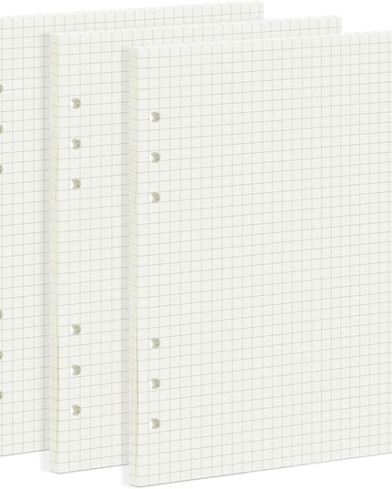 135 Sheets Planner Refill Paper, 210x142mm, 5mm Squared Inserts Paper A5 6 Holes Binder Grid Notepaper for Filofax Bullet Journals Diary