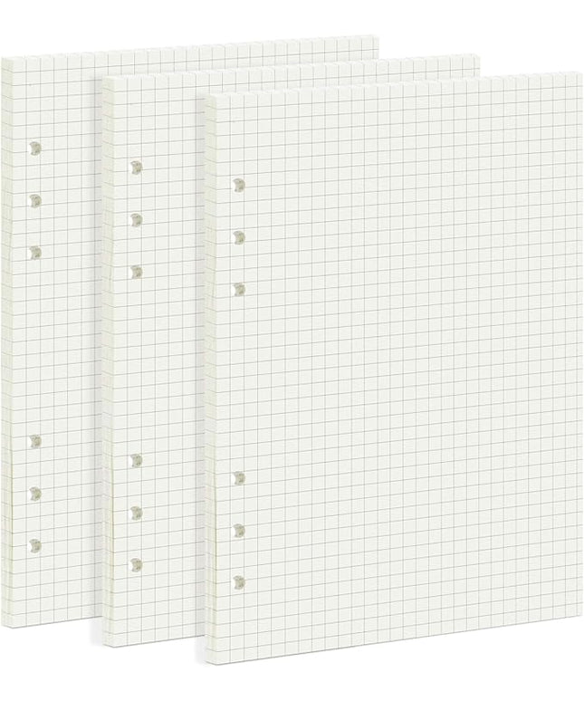 135 Sheets Planner Refill Paper, 210x142mm, 5mm Squared Inserts Paper A5 6 Holes Binder Grid Notepaper for Filofax Bullet Journals Diary