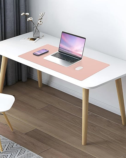 AFIING Dual-Sided Desk Pad, Natural Cork & PU Leather, Desk Mat Protector Non-Slip, Waterproof, Easy Clean,Large Mouse mats for Office and Home Work(Pink, 31.5"x17")