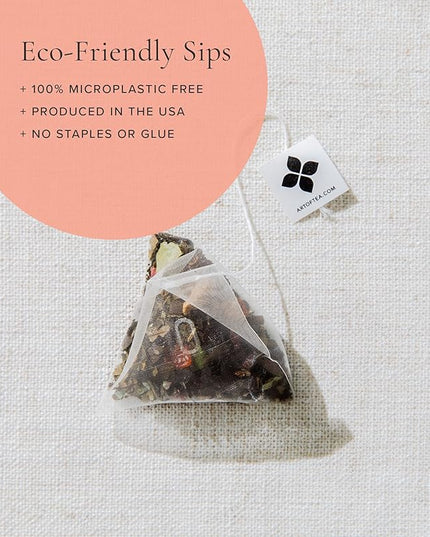 Art of Tea | Bright Eyed Turmeric Ginger Tea - Caffeine Free Turmeric Ginger Tea Bags | 50 Eco Friendly Pyramid Sachets