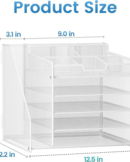 Lavatino Desk Organizer with File Holder-White