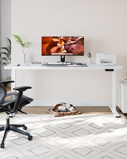 Dual Motor Standing Desk, Large Stand Up Desks, 79x31 Inches Electric Sit Stand Desk, 4 Memory Preset Adjustable Height Home Office Desks(White)