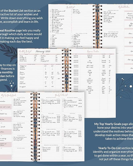 PLANBERRY Hourly Schedule Planner Premium – Undated Weekly Organizer with Time Slots & Monthly Budget – Time Management, Goal Setting, to-Do List & Habit Tracker –6.9″x8.5″(Tropical Night)