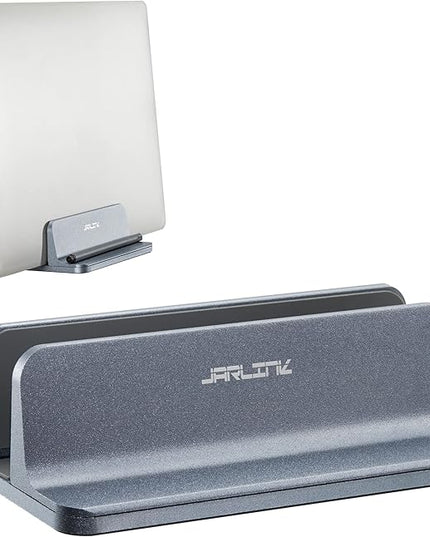 JARLINK Vertical Laptop Stand, Aluminum Laptop Holder Desktop Stand with Adjustable Dock Size (up to 17.3 inches) Compatible with All MacBook/Surface/Dell/Gaming Laptops (Gray)