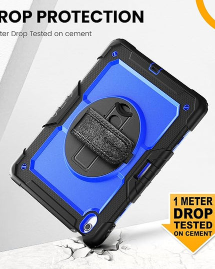 timecity for iPad (A16) 11th/ 10th Generation Case 11''/ 10.9 Inch (2025/2022) - Heavy Duty Protective Cover with Screen Protector, Stand, Shoulder Strap & Pencil Holder | Kids-Friendly - Dark Blue