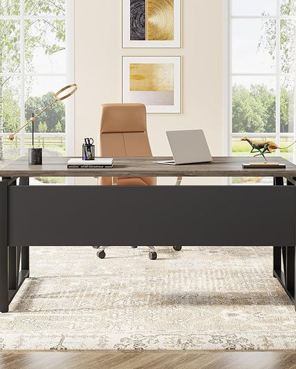 Tribesigns Office Desk with Drawers Sets, 55 inches L Shaped Computer Desk with Mobile File Cabinet,Big Executive Desk for Home Office Furniture Sets (Dark Oak, 55-inch)