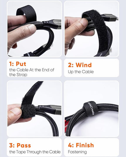 CableCreation Cable Ties 7 inch, 50PCS Reusable Fastening Organizer Cord/Tie Wrap, Nylon Adjustable Cable Management, 7 × 0.8 inch/Black