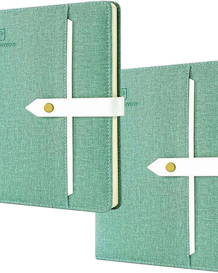 2-Pack Lined Journal Notebook Bulk, Use for Work，Writing Diary，Office，Travel or Business, Personal Professional Notebooks,Medium 5.7 x 8.3 inches, 120 GSM Thick Paper(Ruled Green)