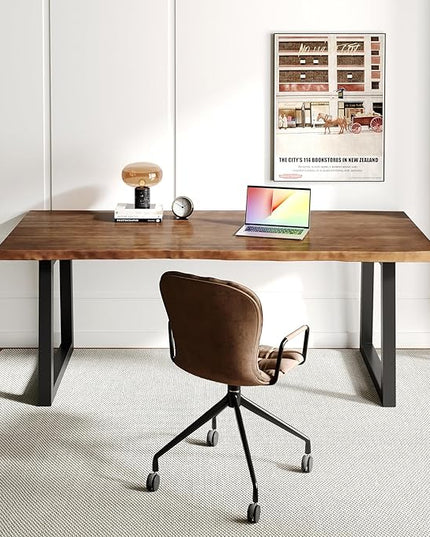 Solid Wood Computer Desk,Rustic Style 55-inch Large Office Desk- Modern Gaming Working for Home Office, Modern Simple Design, Ideal for Study, Writing, Dining