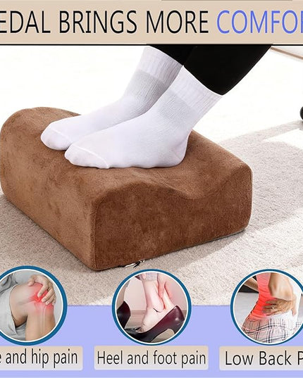 Foot Rest for Under Desk at Work, Ergonomic Under Desk Footrest with Washable Cover, Memory Foam Foot Stool for Office Chair & Gaming Chair, Back & Hip Pain Relief, Brown