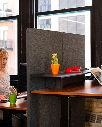Stand Up Desk Store ReFocus Raw Freestanding Acoustic Desk Divider Privacy Panel to Reduce Noise and Visual Distractions (Castle Gray, 23.6" x 62")